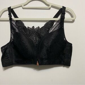 Dark Romantic Goth Lace Roses Bralette Floral Rhinestone Close Bra Womens 46/105